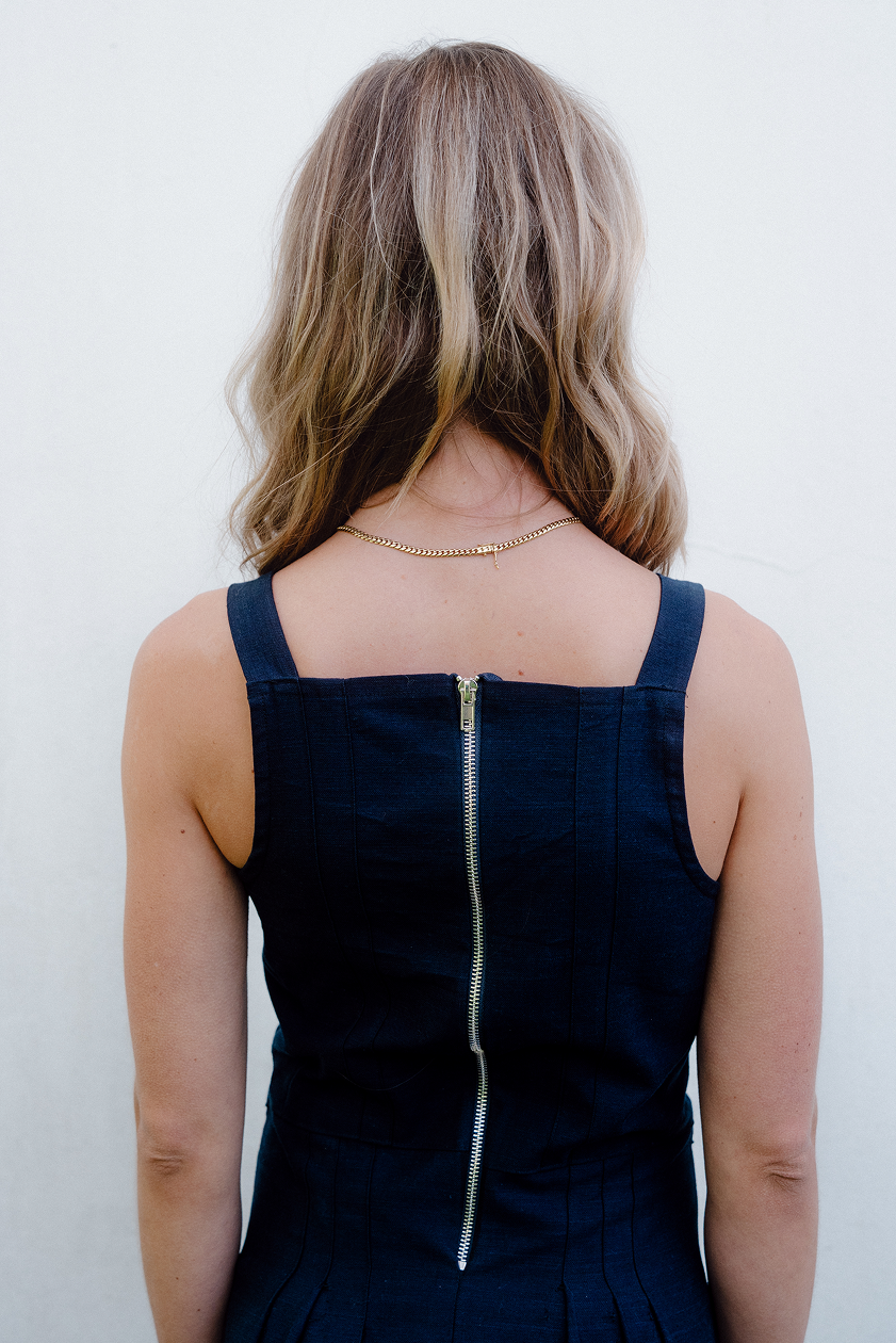 Navy Pleat Dress